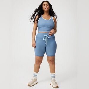 Tru by Torrid Performance Core Active Bra Bike Short Set Stretch Horizons Stripe